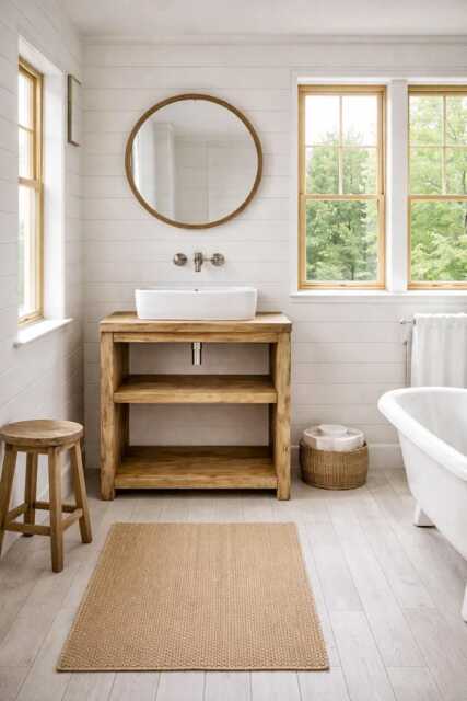 Solid Beam Vanity Basin Unit Wash Stand Bathroom Furniture Rustic Hand Made - image 1
