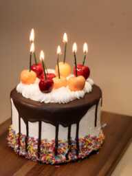 Cherry Birthday Cake Candles Handmade Soy Wax Party Toppers - Set Yellow Or Red - thumbnail 1