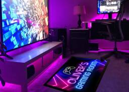 Personalised Gaming Room Mat - Video Games Neon Gamer Teenagers Non Slip Gaming 60 X 40cm 3 Sizes Available