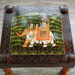 Wooden Pidha Chair, Pouffe, Ottoman, Low Seat, Stool, Footstool, Handmade Indian Ethnic Style - thumbnail 4