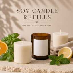 Refill Candles - Soy - Hand-Poured Cotton Wick Wood Candle Perfect Gift-Refill - thumbnail 1