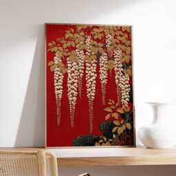 Wave Poster, Japanese Art Print, Teal & Yellow Coastal Wall - thumbnail 2