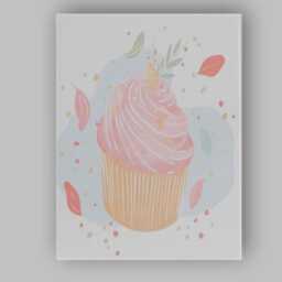 Pastel Pink Buttercream Cupcake Watercolour Dessert Illustration Canvas Wall Art Print Decor Picture Ready To Hang - thumbnail 1