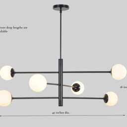 Mid Century Sputnik Chandelier - Blackened Brass, 6 Matte White Globes - thumbnail 2
