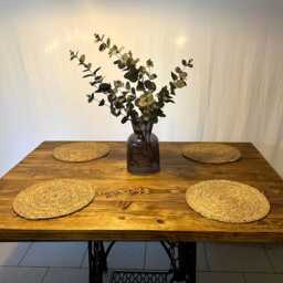 Dining Table, Beautiful Large, Solid, Rustic Table With Singer Base - thumbnail 3