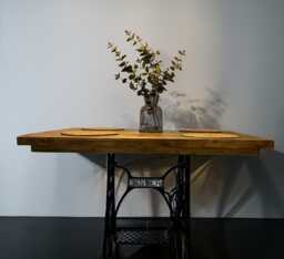 Dining Table, Beautiful Large, Solid, Rustic Table With Singer Base - thumbnail 1