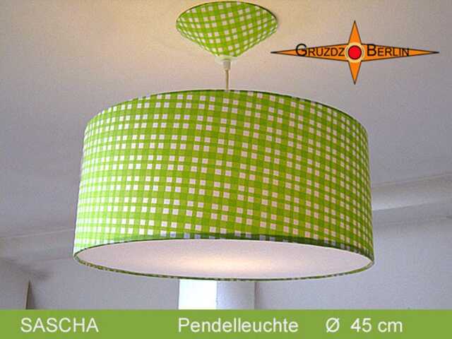 Green Checkered Lamp Sascha Pendant Light With Diffuser in Many Sizes Of Your Choice - image 1