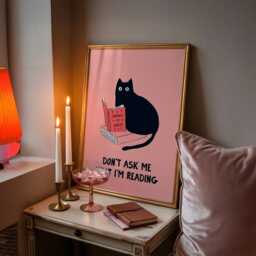 Black Cat Art Print - Book Lover Poster Smut Modern Gift Library Decor - thumbnail 3