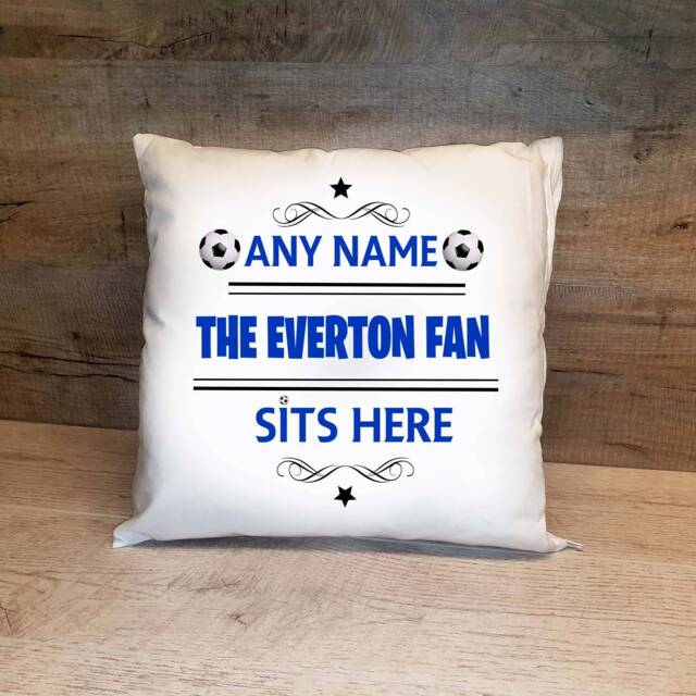 Personalised Everton Football Cushion. With Any Name. Fan Cushion Fan