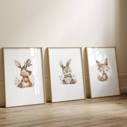 Woodland Nursery Prints Baby Room Decor, Wall Art Gift, Animal Kids Forest - thumbnail 2