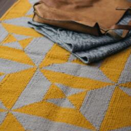 Grey Yellow Flatwoven Wool Kilim Rug Southwestern Contemporary Mustard Gray Area Accent Runner 2x3 5x8 8x10 Living Room Rug Carpet - thumbnail 3