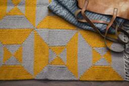 Grey Yellow Flatwoven Wool Kilim Rug Southwestern Contemporary Mustard Gray Area Accent Runner 2x3 5x8 8x10 Living Room Rug Carpet - thumbnail 1