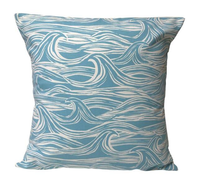 "1 X Clarke & Waves Ocean Surf Aqua Off-White Cushion Cover 16"" 18" - image 1