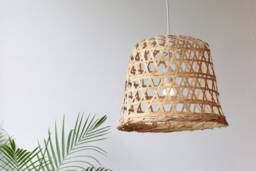 Handmade Woven Pendant Light - Bamboo Rattan Weave Boho Rustic Lamp - thumbnail 1