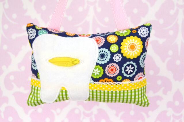 Tooth Fairy Pillow - Lazy Day Floral Print in Navy Blue By Lori Whitlock For Riley Blake - image 1