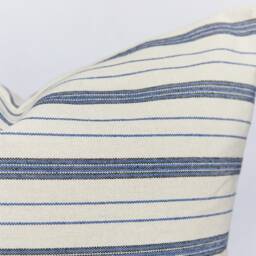 Blue Striped Farmhouse Pillow Cover Woven Country Cushion - 20 Inch - thumbnail 2