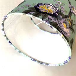 Bird Garden Lampshade Teal Floral Drum Light Shade - thumbnail 4