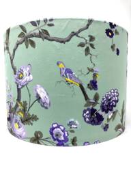 Bird Garden Lampshade Teal Floral Drum Light Shade