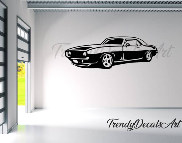 Chevy Camaro Decal, Car Wall Vinyl Sticker, Man Cave Garage Decor, Hot Rod Mural Decal - image 1