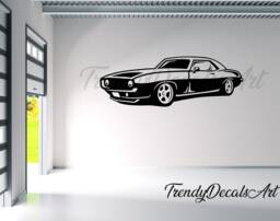 Chevy Camaro Decal, Car Wall Vinyl Sticker, Man Cave Garage Decor, Hot Rod Mural Decal - thumbnail 1