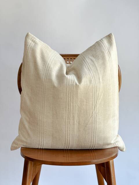 Vintage Hmong Hemp Pillow Neutral Striped Lumbar Throw - image 1