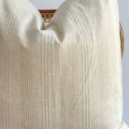 Vintage Hmong Hemp Pillow Neutral Striped Lumbar Throw - thumbnail 2