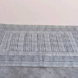 Large Block Printed Cotton Dhurrie Rug, Bohemian Decor - 4x6 Ft - thumbnail 3