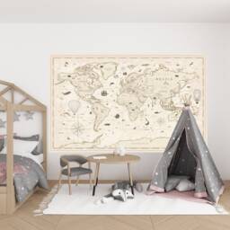 Vintage World Map Educational Wall Decal - thumbnail 2