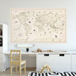 Vintage World Map Educational Wall Decal - thumbnail 1