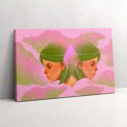 Abstract Woman Portrait Canvas, Picture Wall Hanging, Pink Art, Spirituality Canvas Painting - thumbnail 2