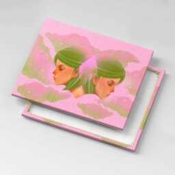Abstract Woman Portrait Canvas, Picture Wall Hanging, Pink Art, Spirituality Canvas Painting - thumbnail 3