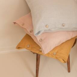 Hygge Linen Pillowcase With Button Closure, Square Pillow Case, Home Textiles, Cover, Cushion Sham, Spring Style Decor - thumbnail 2