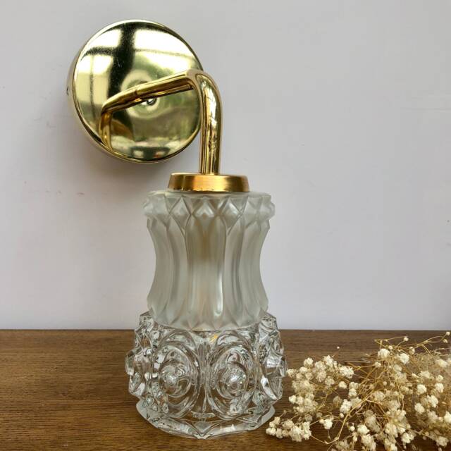 Vintage Tulip Wall Lamp in Molded Glass & Frosted - image 1