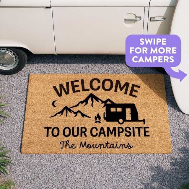 Our Campsite Doormat - Gift For Campers Camping Outdoor Personalize Your Campervan Decor Rug - image 1