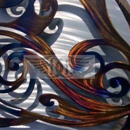 3D Ocean Waves Metal Wall Art - Hand Polished Steel, 20 - thumbnail 2