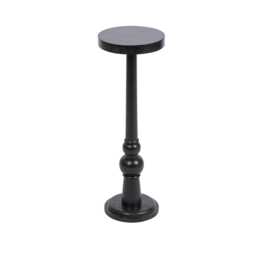 Handmade Wooden Round Pedestal Black Side Table Accent For Living Room, Bedroom, Coffee - thumbnail 1