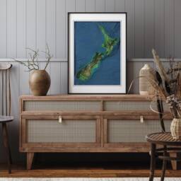New Zealand - With Oceanfloor - Shaded Relief Map Imagery - thumbnail 3