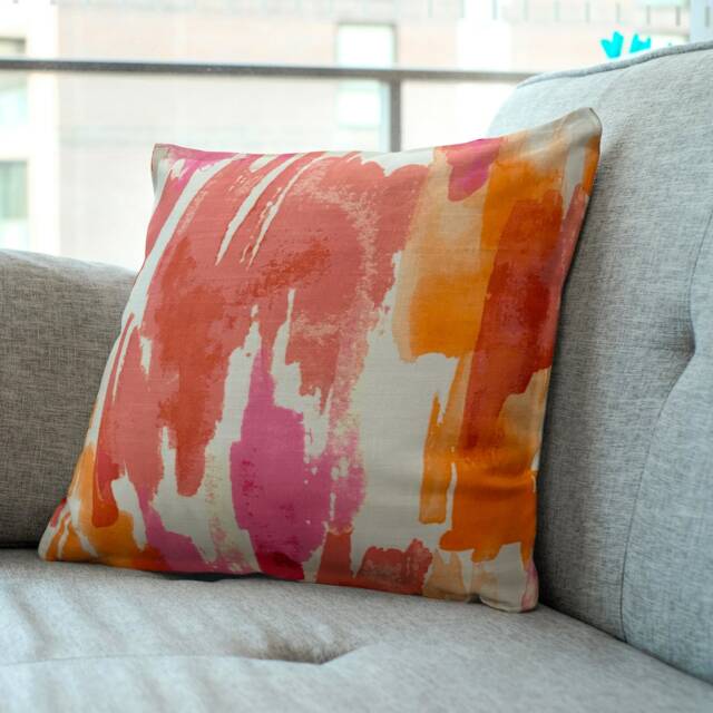 "Watercolour Orange/Pink Cushion Cover Throw Pillow. 14""/18" - image 1