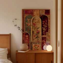 Persian Floral Arch Pattern in Red & Gold Tones, Wall Decor - thumbnail 3