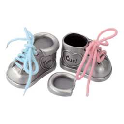 Personalized Engraved Pewter Baby Shoes Set, Shower Gift, Christening - thumbnail 2