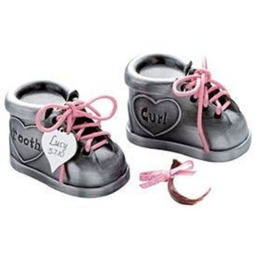 Personalized Engraved Pewter Baby Shoes Set, Shower Gift, Christening - thumbnail 3
