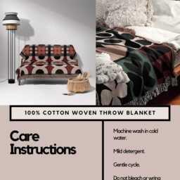 Green Boho Matisse Floral Woven Cotton Blanket - thumbnail 4
