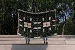 Green Boho Matisse Floral Woven Cotton Blanket - thumbnail 1
