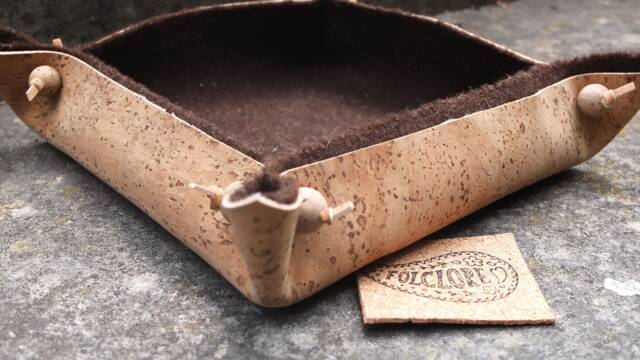 Cork Leather & Burel Valet Tray. Handmade Sustainable Portuguese Gift with Natural Dark Brown Boiled Wool & Cork. Keys Coins Organizer - image 1