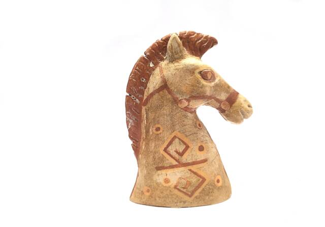 Terracotta Greek Horse Bust Sculpture , Made in Greece Gift For Him Her - image 1