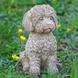Labradoodle Dog Stone Statue - Outdoor Garden Ornament Puppy Sculpture Cockapoo - thumbnail 1