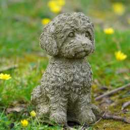 Labradoodle Dog Stone Statue - Outdoor Garden Ornament Puppy Sculpture Cockapoo - thumbnail 2