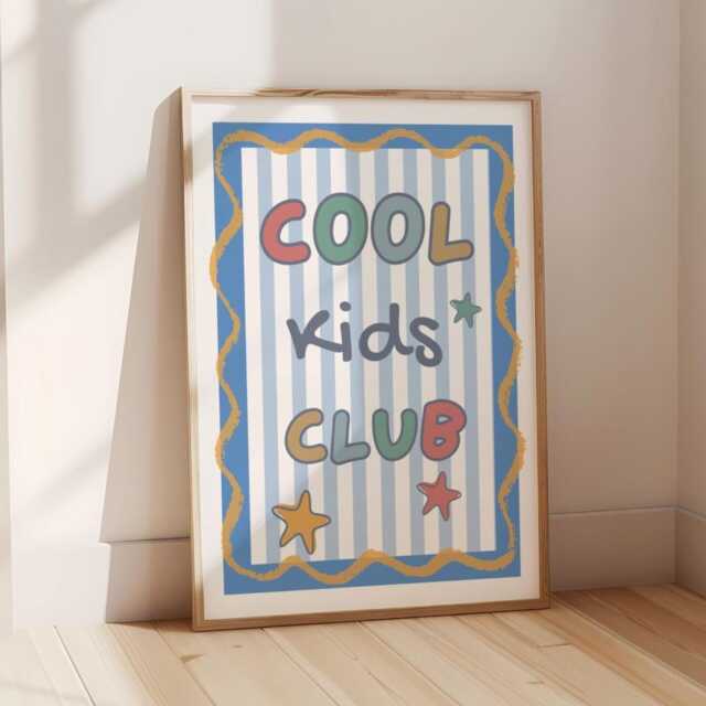 Colourful Cool Kids Club Childrens Wall Print For Bedroom Or Nursery - image 1