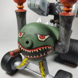 Frankenstein's Monster Wood Sculpture, Rat Fink Hotrod Gasser Art - thumbnail 3