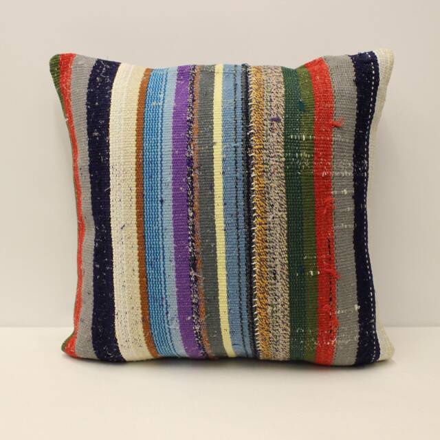 Vintage Kilim Pillow Cover, 20x20 Boho Wool Cushion - image 1